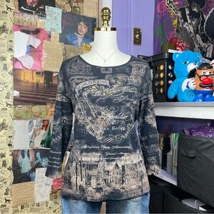 Y2K Katina Marie Graphic Long Sleeve Top